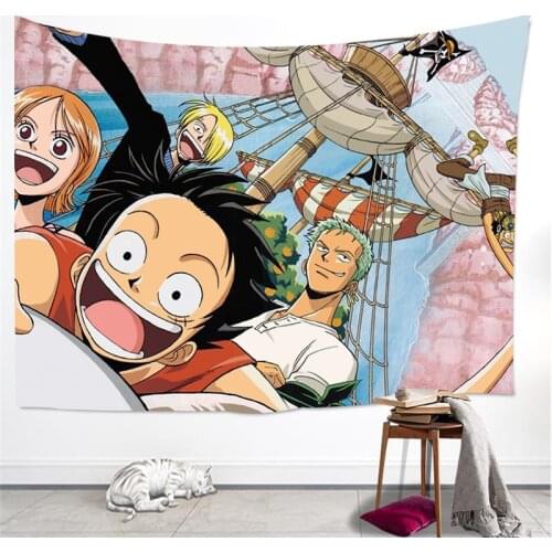 One Piece Monkey D Luffy Straw Hat Anime Printed Tapestry Art Wall Hanging Tapestries Bedspread Throw Home Decor 95x73cm