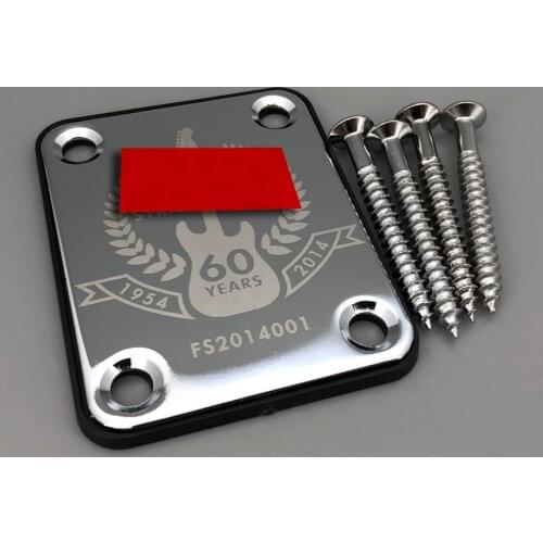 60 Anniversary Guitar Neck plate Chrome Gold with Screws