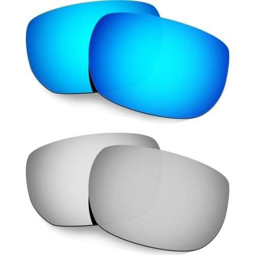 HKUCO For Style Switch Sunglasses Polarized Replacement Lenses 2 Pairs Blue & Silver