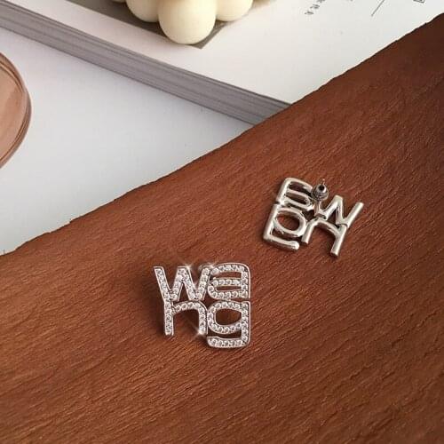 INS European and American personality net red letter earrings diamond niche simple and cool temperament earrings high sense