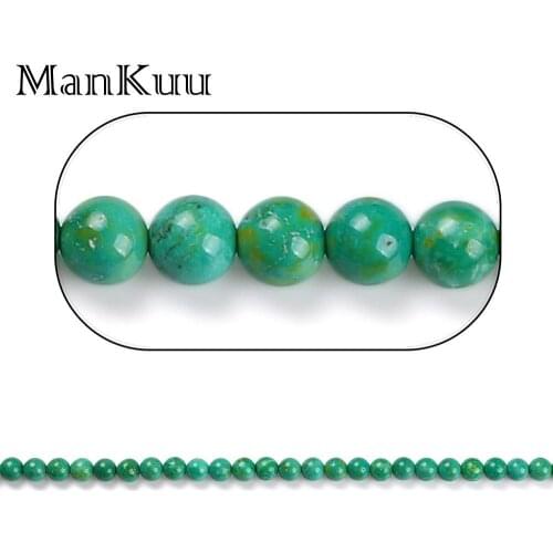 ManKuu 6/7/8/10/12mm Round Green Stone Beads Wholesale Price Strand Green Turquoises Natural Stone Beads For DIY Jewelry Making