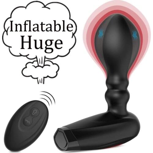 Wireless Remote Control Male Prostate Massager Vibrator Inflatable Expansion Huge Butt Plug Vibrator Anal Sex Toys For Men Gay