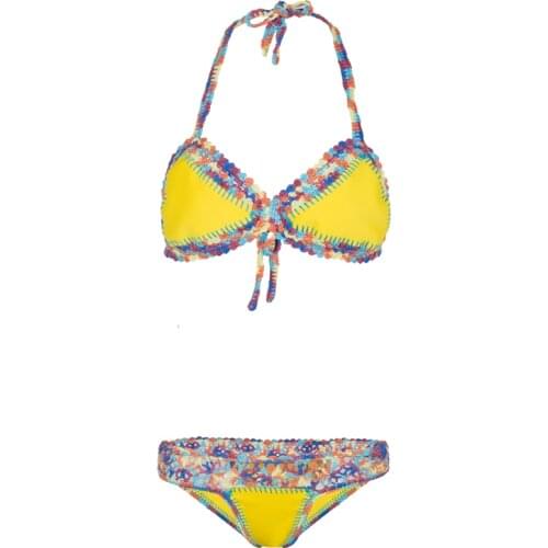 Newest Girls Bikini Set fashion Crocheted with Elastic Swimsuit Hand made Beachwear Sexy Ladys Swimwear