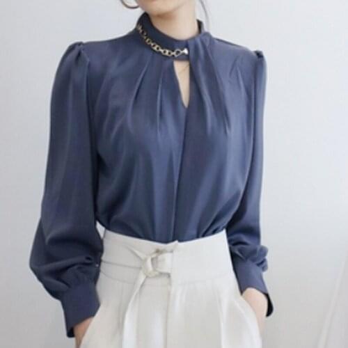 2021 Autumn New White Shirt Fashion Design Blouse Solid Casual Loose Shirt Female V-neck French Tops Elegant Blusa Mujer 16879