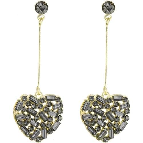 New Earrings Fashion Jewelry Long Versatile Simple Crystal Heart Shaped Earrings Wholesale Earrings For Women