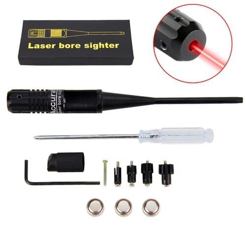 Hunting 650nm Riflescope Red Laser Bore Sighter Kits Dot Laser Aiming Pointer 3 Battery Red Collimator for .22 to .50 Caliber