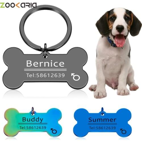 Personalized Pet Cat Dog ID Tag Collar Accessories Custom Engraved Necklace Chain Charm Supplies for Dog Tag Name Productss