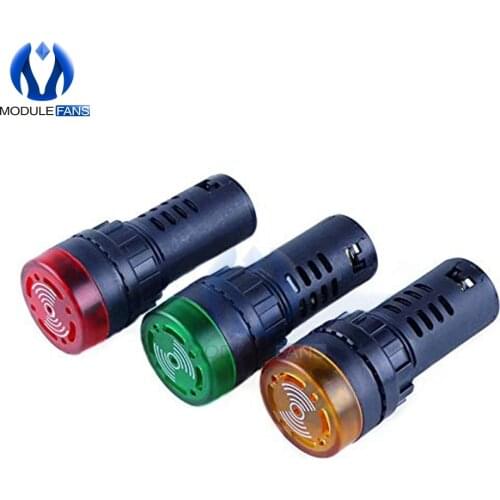DC 12V 24V AC 110V 220V 22mm Flash LED Alarm Indicator Light Signal Lamp Flash Buzzer IP65 IP67 Anti-jamming Flash function