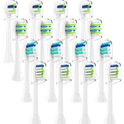 16Pcs Toothbrush Heads with Caps Replacement for Sonicare Toothbrush Heads Fit DiamondClean HealthyWhite FlexCare HX6064 HX6730