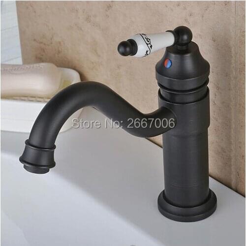 GIZERO Vintage Retro Oil Rubbed Black Bronze Swivel Faucet Singe Handle Basin Sink Mixer Tap Faucet Deck Mounted GI605