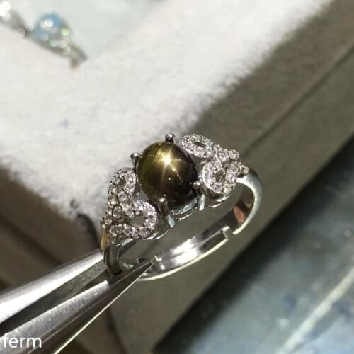 KJJEAXCMY fine jewelry Natural star sapphire ring object photo star line is quite good 925 silver ring