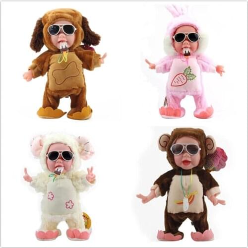 32CM Funny Electric Plush Toys Music Walking Dancing Dog Monkey Stuffed Dolls with Ice Cream Plush Bears Chirstmas Gift for Kids
