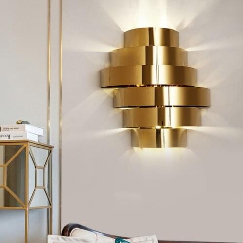 Gold Living room LED Wall Lamp Bathroom Bedroom Wall Sconces Stainless steel Wall Decoration 110-260V Loft Deco Home Luminaire