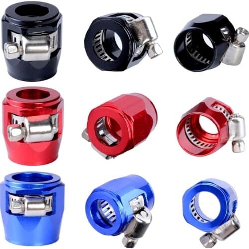 1Pcs AN6 AN10 Fuel Pipe Clip Hex Hose Finisher Clamp Radiator Modified Hex Hose End Covers Clamp Hose Connector Anodized