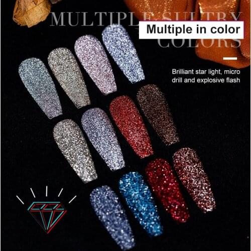 30ML Colorful Reflective Gel Nail Polish Glitter Nail Art Diamond Gel Holographic Effect Soak Off UV Gel For Nails