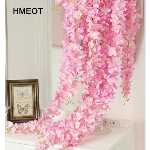 60cm Cherry blossom Vine Sakura Artificial flowers for party Wedding ceiling decor wall Hanging rattan fleur Can be lengthened