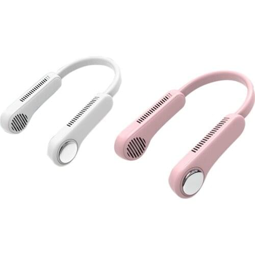 Bladeless Neck Fan USB Charging 3 Speeds Natural Wind Mode Angle Adjustable Lazy Hanging Neck Fan Hand-Free Neck Fan