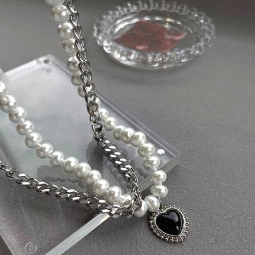 Fashion Simulation Pearl Choker Multilayer Necklaces For Women French Romantic Style Clavicle Chain Asymmetric Bohemian Jewelry