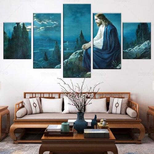 Decorative Painting 5 Piece HD Printed Jesus Christ Religious Painting Canvas Print Room Decor Poster Picture Canvas Art
