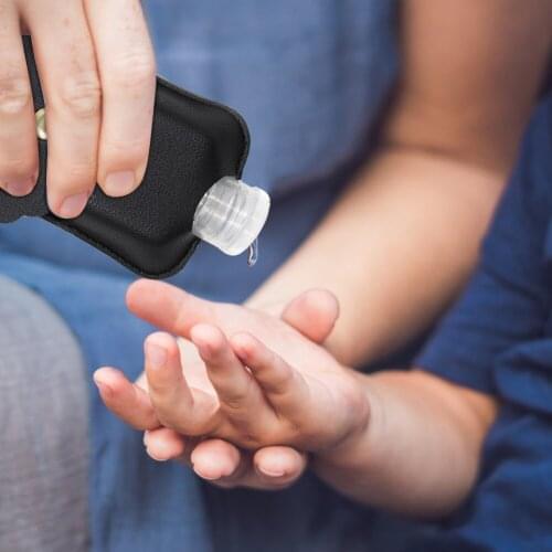 Hand Sanitizer Leather Case Portable Key Chain Travel Bottles Clips Car Bag Pendant Alcohol Bag Mini Shower Gel Bottle Cover