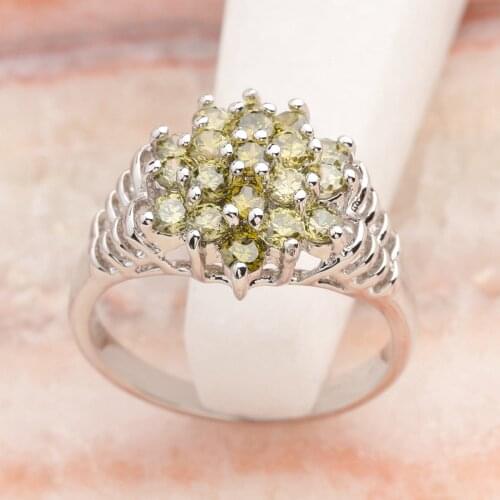 Valuable Olivine Peridot 3*3mm Semi-precious Stone Silver Cool For Women Ring Q2302