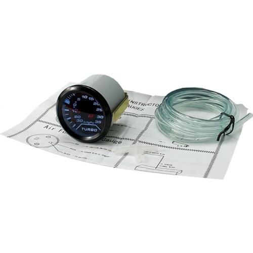 Dropship 2'' 52mm Blue LED Auto Turbo Boost Pressure Gauge Meter Set 35 PSI 12V Pressure Meter Smoke Tint Surface With Holder