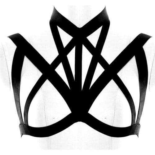 Elastic Belt Lingerie Body Cage Harness Bra Sexy Women Steampunk Goth Strappy Hollow Out Bralette Plus Size Clubs Dance Rave