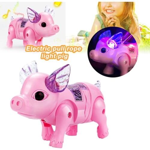 Electric Walking Singing Musical Light Pig Toy with Leash Interactive Kids Toy Electronics Robot Gift Birthday Xmas Decor 3