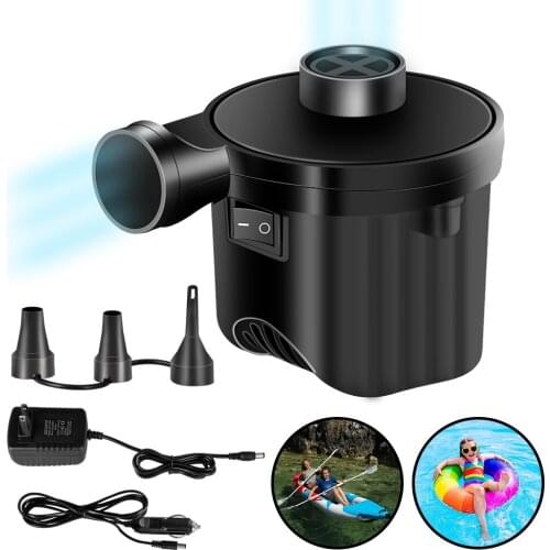 Electric Air Pump AC Set 110-240V DC 12V Portable Quick Fill Air Inflator Deflator Pump with 3 Nozzles for Inflatable Outdoor