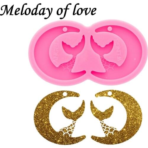 Glossy Moon Mermaid/Wolf/Cat/Girl Earrings Mold Silicone Mould DIY Handmade for Epoxy Resin Jewellery Making Tools DY0648