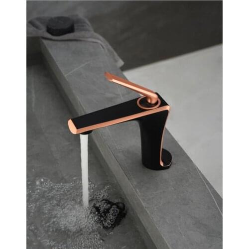 Exquisite design brass Black Rose gold Bathroom sink faucet High quality cold hot mixer basin faucet Fashionable faucet