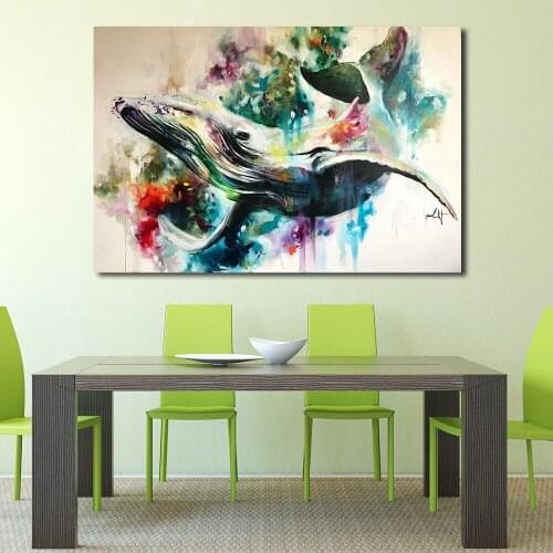 JQHYART Canvas Posters And prints Art Colorful Abstract Whale Home Decor Wall Pictures For Living Room No Frame Painting