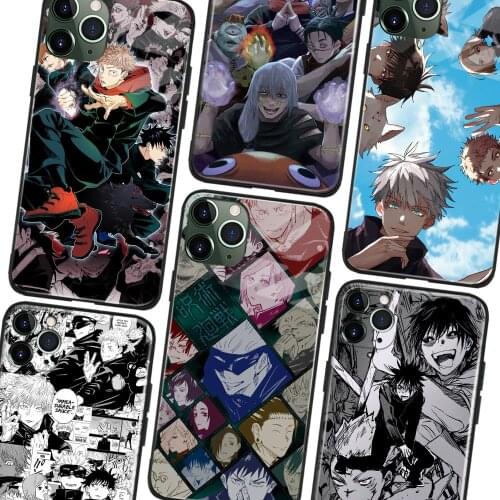 Jujutsu Kaisen Characters Collage Glass Silicone Phone Case FOR IPhone SE 6s 7 8 X XR XS 11 12 Mini Pro Max Sumsung Cover Shell