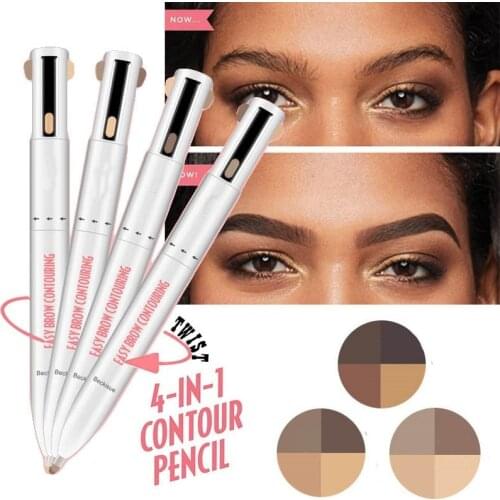 4 in 1 Easy to Wear Eyebrow Contour Pen Waterproof Defining Highlighting Eye Brow Long lasting Eyebrow Enhancer Pencil Makeup