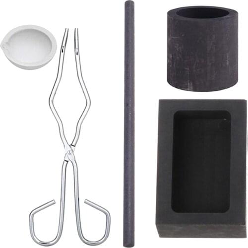5pcs Torch Melting Casting Kit Set Gold & Silver Crucible Pliers Rod Graphite