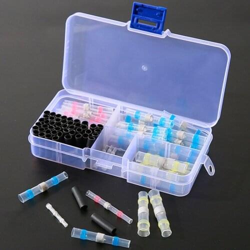 100/50Pcs Solder Seal Wire Connectors Kit Heat Shrink Butt Connectors Waterproof and Insulated Electrical Wire Terminals