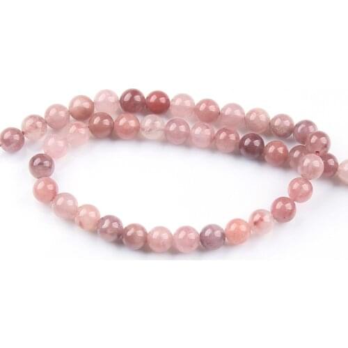 Natural Light Pink Round Crystal Beads for DIY Jewelry Making