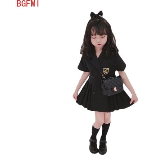 2021 Summer Girls Parent-child New JK College Style Thin Pleated Double-breasted Suit Mother and Daughter Dress mommy and me