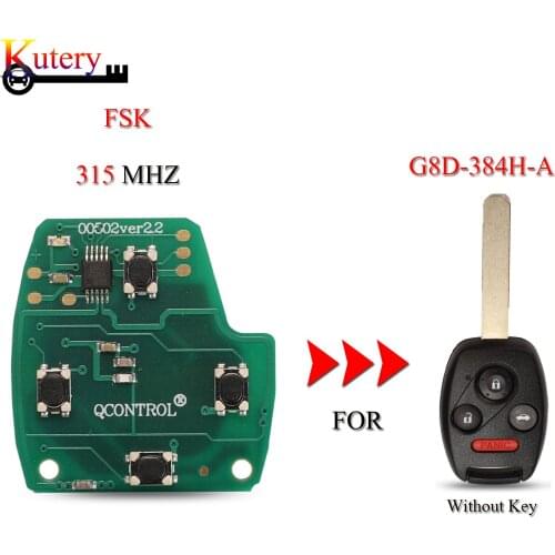 Kutery Remote Car Key Circuit Board For Honda Accord CR-V HR-V Fit City Jazz G8D-384H-A FSK 315MHZ 4Buttons With ID46/ID48