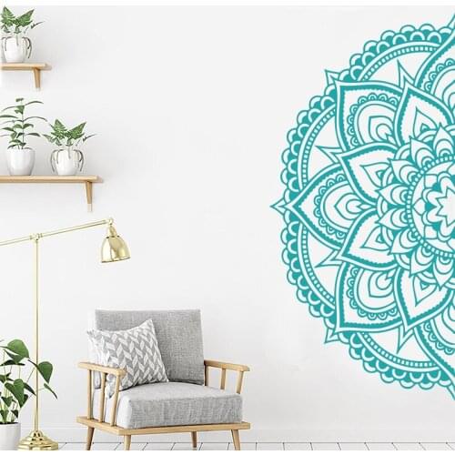 Half Mandala Decal Yoga Gifts Studio Opening gift Decor Sacred Geometry Removable Vinyl Wall Sticker E702