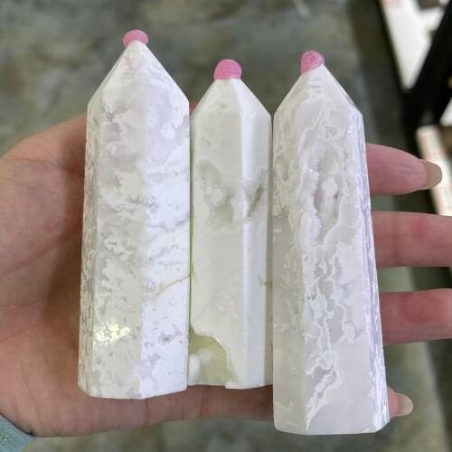 Natural White Agate Crystal Point Mineral Ornament Cave Home Decoration DIY Gift