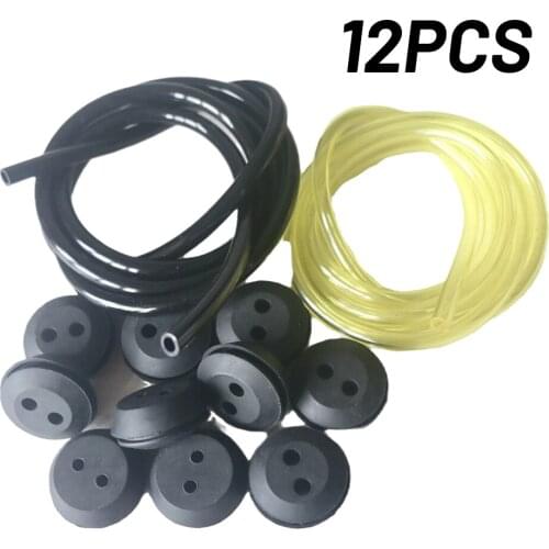 12pcs 2 Holes Fuel Tank Grommet Rubber With Fuel Line Pipe For Brush Cutter