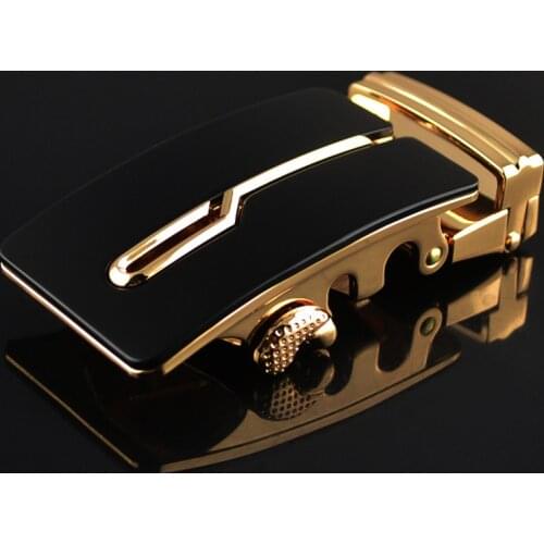 35mm Width Mens Belt Buckle Head High Quality Genuine Leather Automatic Belt Buckles For Men Black Gold CE699-02