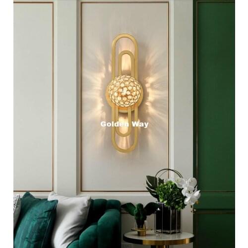 Modern Nordic Crystall Wall Lamps Bronze Color Simple Bedside Living Room Decora Light Corridor Staircase LED Lighting Fixttures