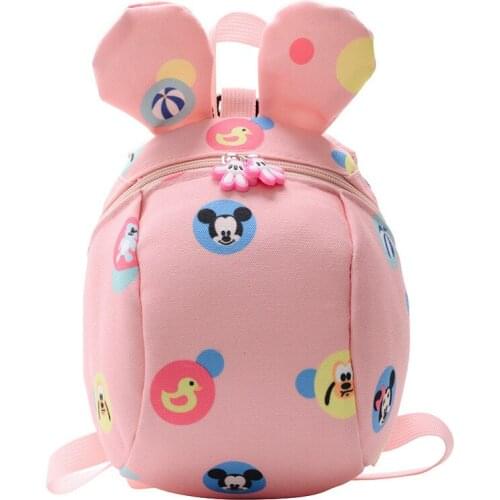 Disney Mickey Minnie Mouse Shoulder Bag Childrens Backpack Cute Anti-lost Kindergarten Boy Girl Backpack Kids Girls Bag