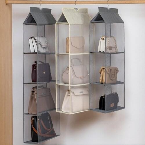 2/3/4 Layers Dustproof Handbag Hanging Bag Household Clear Purse Handbag Storage Holder Wardrobe Closets Organizer