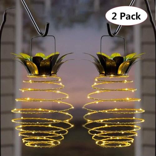 Iiffty Outdoor Solar Light Waterproof Pineapple Shape Garden Solar Lamp String Chain Hanging Decoration For Family Holiday Party