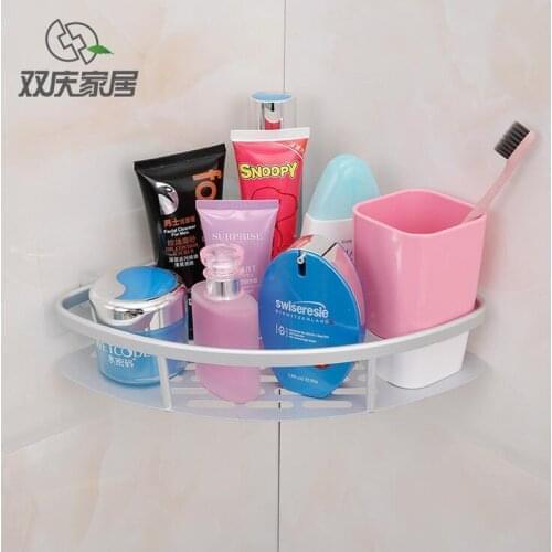 Magic Sticker Max Loading 5kg No Nail No Drill Aluminum Bath Caddy Kitchen Holder Bathroom Wall Corner Rack Corner Storage Shelf