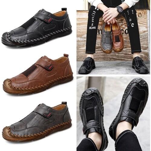 WOTTE Men Shoes New Split Leather Mens Loafers Moccasins Casual Shoes Breathable Slip on Flat shoes Boat Shoes Size 38-47