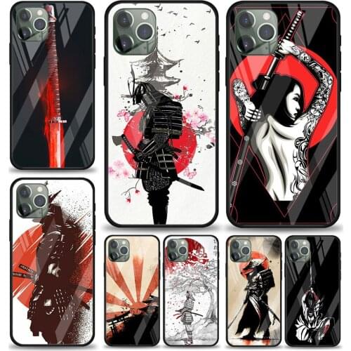Japanese Samurai for Apple iPhone 12 Pro Max Mini 11 Pro XS Max X XR 6S 6 7 8 Plus Luxury Tempered Glass Phone Case